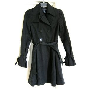 French Connection Black Denim Flared Trench Coat